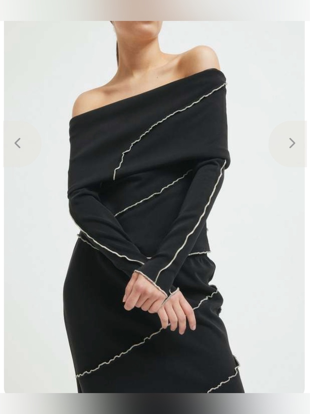 Resume Clementine Blouse Off Shoulder Asymmetrical Contrast Modal Top S